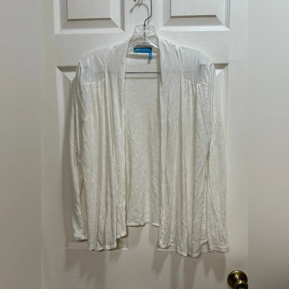 Fresh Produce White Lightweight Slub Open Front Cardigan Size Medium - Picture 1 of 8